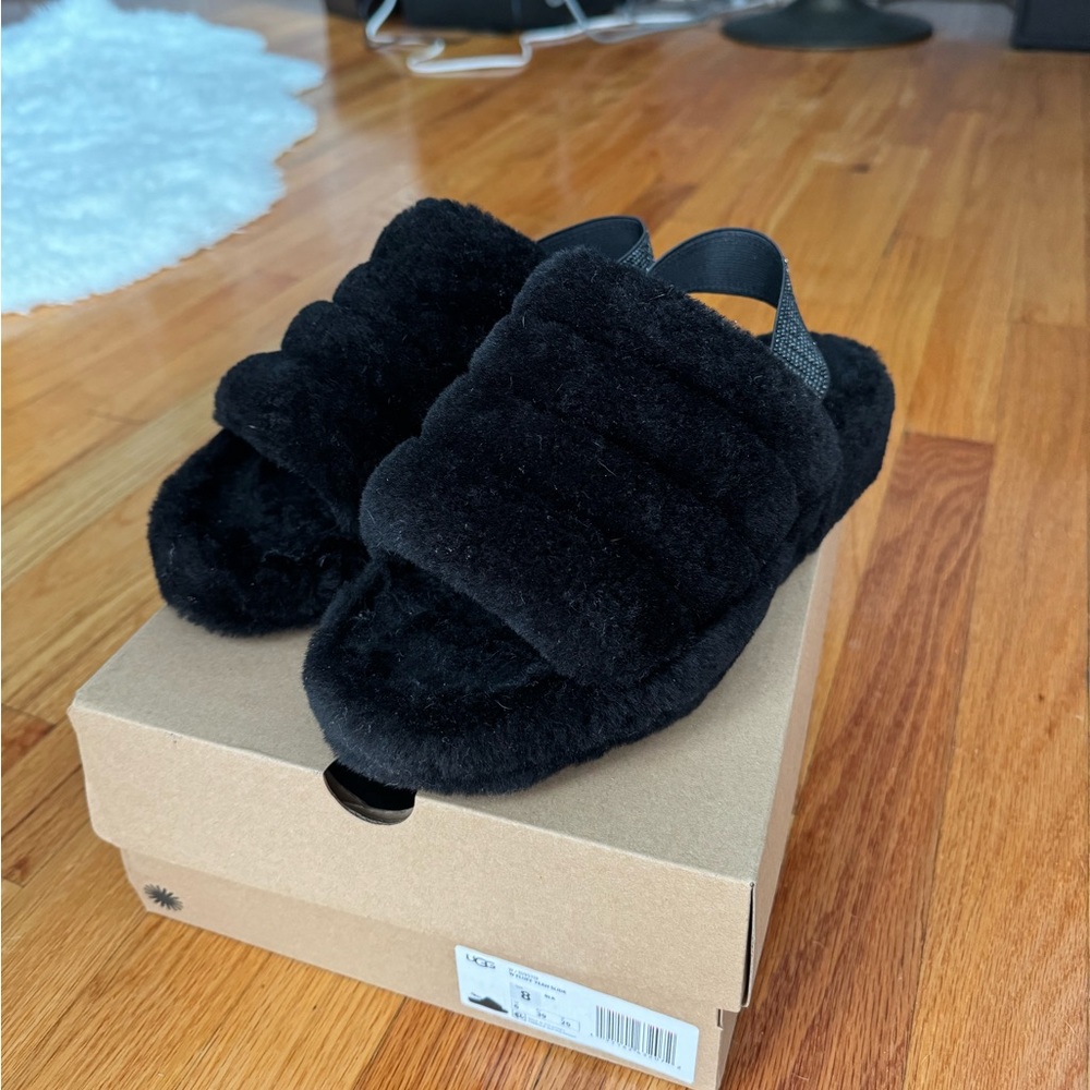 UGG Women's Fluff Yeah Bling Slides, Black size 8